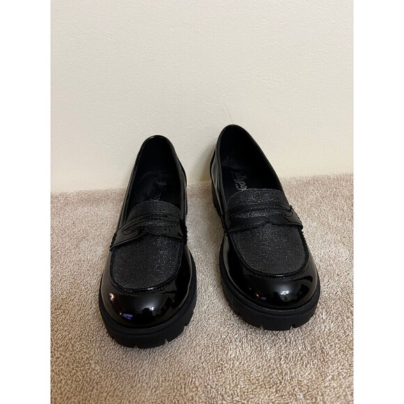 Jellypop Girl Black Faux Leather with Metallic Glitter Accents Size 4M (Girls) - Picture 2 of 6